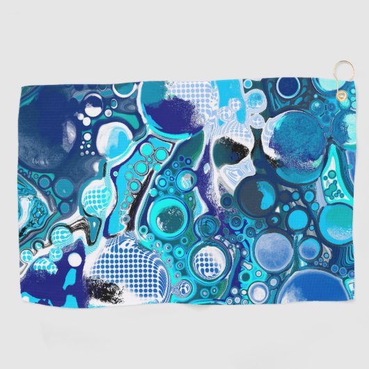 Blauw Zee beluistert Abstracte kunst Golfhanddoek (Horizontaal)