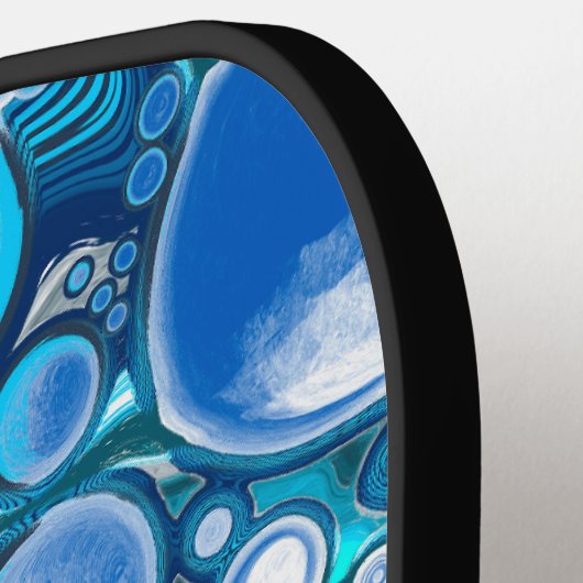 Blauw Zee beluistert Abstracte kunst Pickleball Paddle (Links Detail)