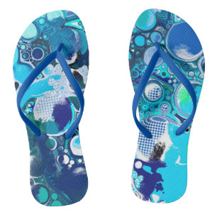 Blauw Zee beluistert Abstracte kunst Teenslippers