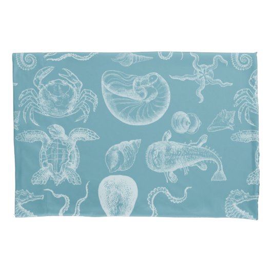 Blauw Zee creëert illustratie Modern Kussensloop (Voorkant)