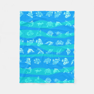 Blauw zee fleece deken