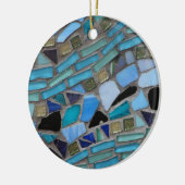 Blauw Zee Glass Mosaic Keramisch Ornament (Links)