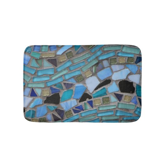 Blauw Zee Glass Mosaic Small Bath Mat (Voorkant)
