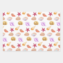 Blauw Zee huispatronen Inpakpapier Vel