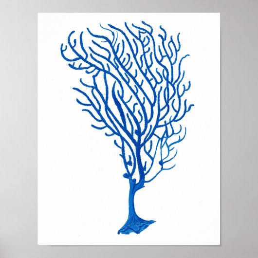 Blauw Zee koraal afdrukken #5 strand wanddecor Poster (Voorkant)