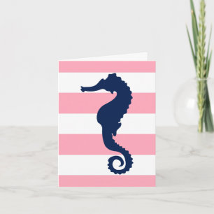 Blauw Zee paard op roze strepen Kaart