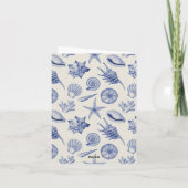 Blauw Zee Schelp Deken met Zeevaart Thema Bedankkaart (Achterkant)