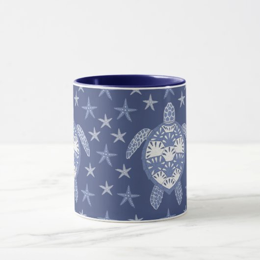Blauw Zee schildpad en staartroep Mok (Midden)