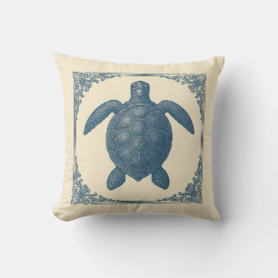  Blauw Zee Schildpad Nautische Kust Kussen