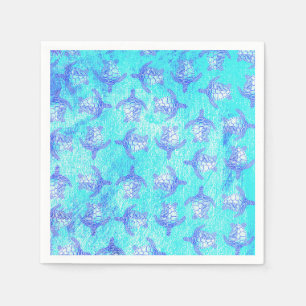 Blauw Zee schildpad Print Servet