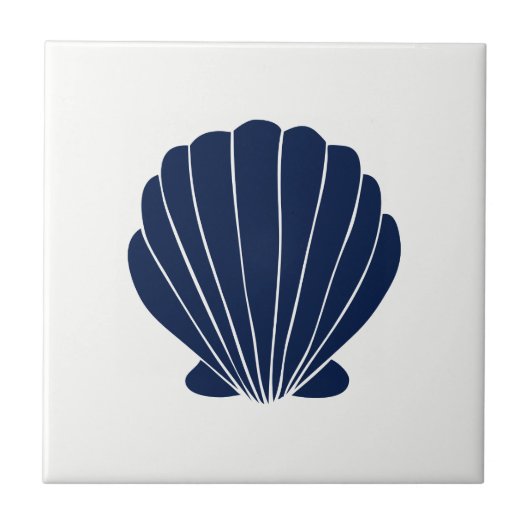 Blauw Zee Shell op White Ceramic Tile Tegeltje (Voorkant)