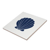 Blauw Zee Shell op White Ceramic Tile Tegeltje (Zijkant)