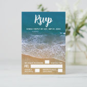 Blauw Zee Strand Bruiloft RSVP (Staand voorkant)