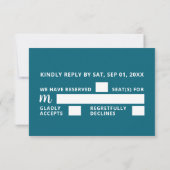 Blauw Zee strand bruiloft RSVP Kaartje (Achterkant)