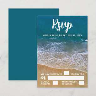 Blauw Zee Strand Bruiloft RSVP Kaartje