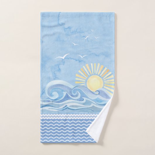 Blauw Zee Sun Waves badhanddoek Bad Handdoek (Handdoek)