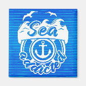 Blauw Zee toegewezen Magneet (Voorkant)