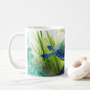 Blauw Zee Turtle Art Koffiemok