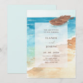 Blauw zee waterverf kunstverf bruiloft kaart (Voorkant / Achterkant)