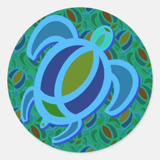 Blauw Zeeen schildpad Stickers (Voorkant)