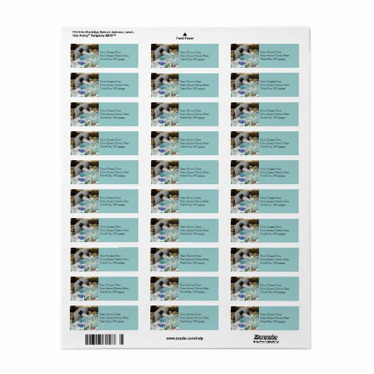 Blauw Zeeglas Adresetiketten Strand Kustfossielen Etiket (Full Sheet)