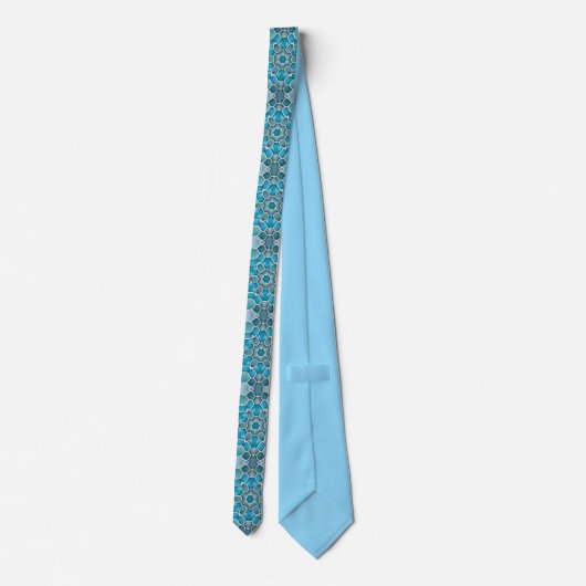 Blauw Zeeglas Patroon Zeemeermin / Merman Stropdas (Achterkant)
