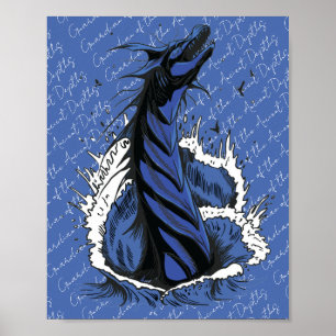 Blauw Zeemonster Slang Oceaan Golven Poster
