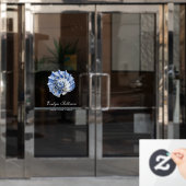 Blauw zeeschelp logo raamfolie raamsticker (Kantoordeur)