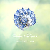 Blauw zeeschelp logo raamfolie raamsticker (Vel 3)