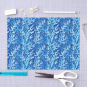 Blauw zeewier Kusttextiel Patroon Tissuepapier (Craft)
