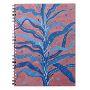 Blauw zeewier Roos Taupe Underwater Absract Floral Notitieboek