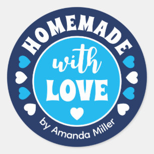 Blauw zelfgemaakt met liefde Vaderdag bakken Ronde Sticker