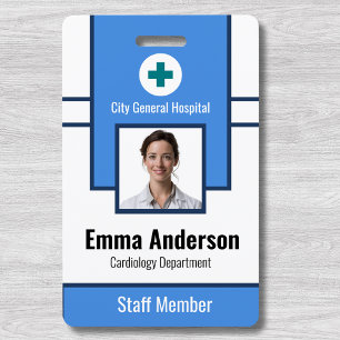 Blauw Ziekenhuis Personeel Foto ID – Verpleegste Badge