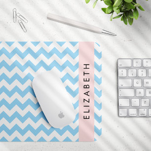 Blauw zigzag, Blauw Chevron, Golfpatroon, Jouw naa Muismat