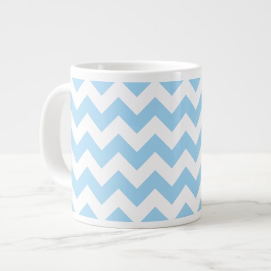 Blauw zigzag, Blauwe Chevron, Geometrisch Patroon Extra Grote Beker (Voorkant links)