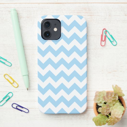 Blauw zigzag, Blauwe Chevron, Geometrisch Patroon iPhone Hoesje (Op bureau)