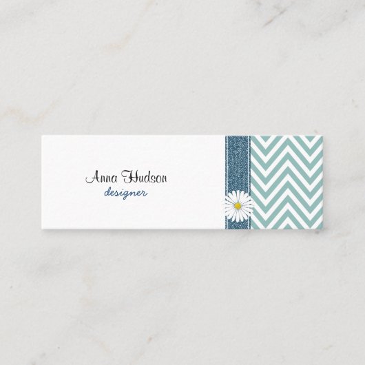 Blauw zigzag, Blauwe Chevron, Geometrisch Patroon Mini Visitekaartje (Voorkant)