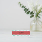 Blauw zigzag, Blauwe Chevron, Geometrisch Patroon Mini Visitekaartje (Staand voorkant)