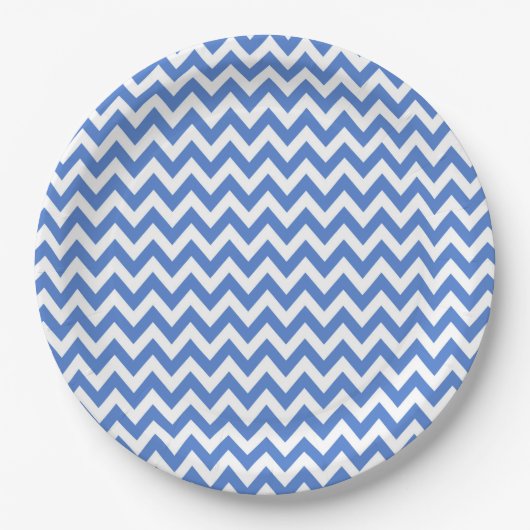 Blauw ZigZag/Chevron-patroon Papieren Bordje (Voorkant)