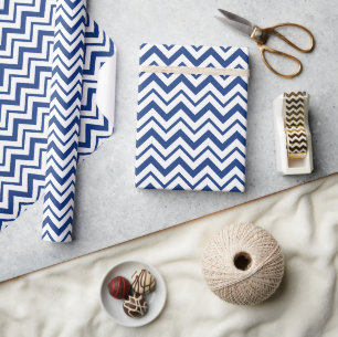 Blauw zigzag gestreepd inpakpapier