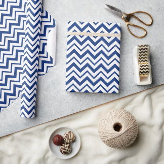Blauw zigzag gestreepd inpakpapier