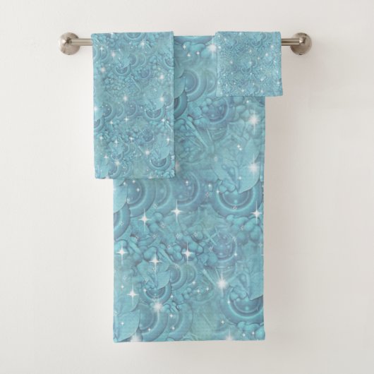 Blauw zijdeherhalingspatroon en witte sparren bad handdoek (Insitu)
