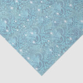 Blauw zijdeherhalingspatroon en witte sparren tissuepapier (Detail)