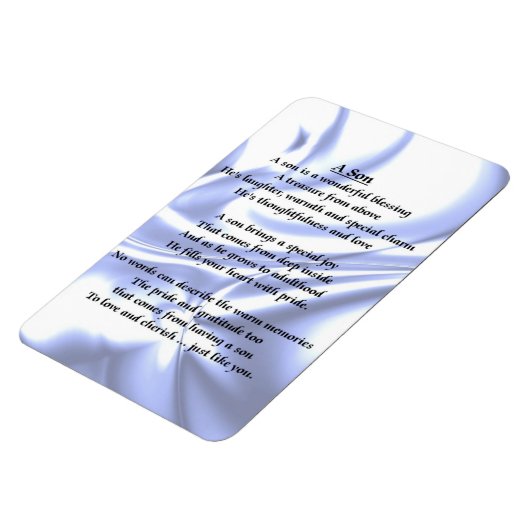 Blauw zijdeontwerp - Zoon gedicht magneet (Linkerzijde)