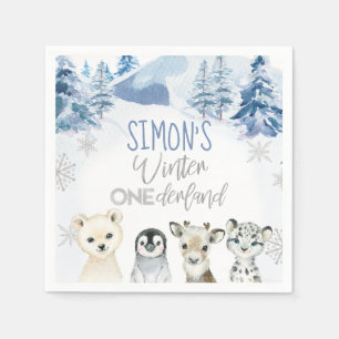 Blauw Zilver Arctische Winter Nederland Verjaardag Servet