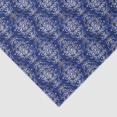 Blauw Zilver Damask  Patroon Tissuepapier (Detail)
