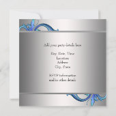 Blauw Zilver Elegant Sweet Sixteen Party Kaart (Achterkant)