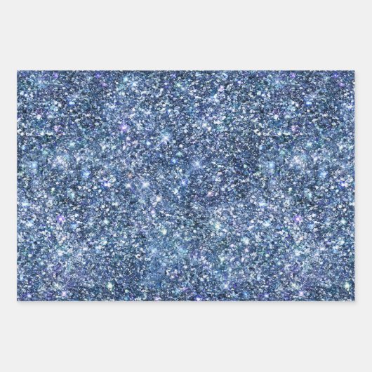 Blauw zilver glitter glam bling trendy stijlvol inpakpapier vel (Voorkant 2)