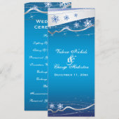 Blauw, zilver-grijze sneeuwvlok trouwprogramma kaa programma (Voorkant / Achterkant)