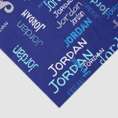 Blauw & Zilver Herhalende Naam Gepersonaliseerd Tissuepapier (Detail)